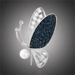Éternelle luxusní brož Swarovski Elements Gina motýl perla B2278 stříbrná