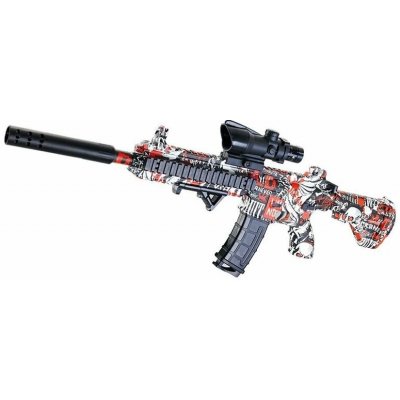 Sunny Blaster M416, zmenšená útočná puška na vodní gelové kuličky s příslušenstvím, červená Medium M416 – Zboží Dáma
