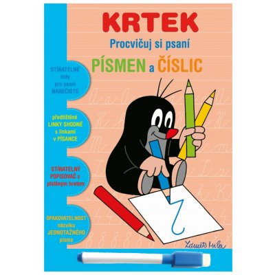 Akim Sešit aktivit Procvičuj si písmena a číslice Krtek + stíratelný popisovač v sáčku 16,5x24x2cm 10708100-XG – Hledejceny.cz