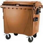 MEVA-TEC Plastový kontejner s plochým víkem 1100 l. hnědý – Zboží Mobilmania