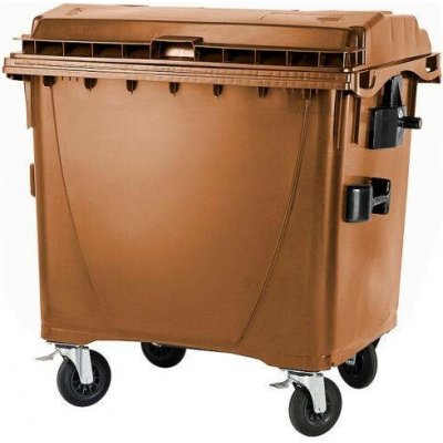 MEVA-TEC Plastový kontejner s plochým víkem 1100 l. hnědý – Zboží Mobilmania