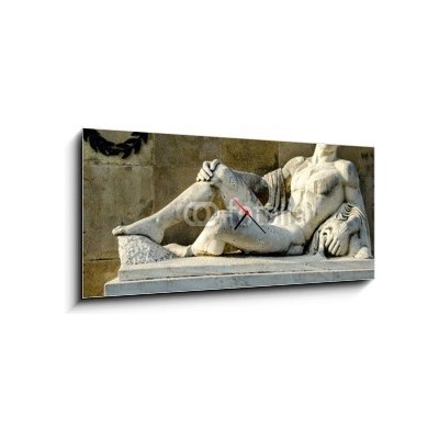Obraz s hodinami 1D panorama - 120 x 50 cm - King Eurotas, from the monument of Leonidas, Thermopylae. King Eurotas, z památníku Leonidas, Thermopylae. – Zboží Mobilmania