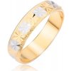 Prsteny Šperky eshop prsten zlatostříbrné s diamantovým řezem a rýhovanými okraji BB08.14