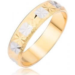 Šperky eshop prsten zlatostříbrné s diamantovým řezem a rýhovanými okraji BB08.14