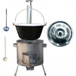 Green Home kotlík na guláš smalt 1,2 mm 25 l, Green Home poklice nerez INOX, STRONG CLASSIC nerezová silnostěnná kotlina 1,5 mm 45 cm, naběračka nerez INOX, vařečka 50 cm SMREK – Zboží Dáma