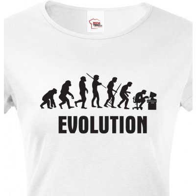 Bezvatriko.cz Dámské tričko s potiskem Evoluce IT Bílá – Zboží Dáma