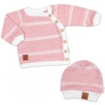 Baby Nellys Pletená sada pro miminko s jemným proužkem 2D lux růžová bílá – Zboží Mobilmania