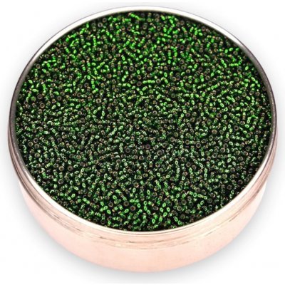 PRECIOSA rokajl - zelený / stříbrný průtah, 10/0 cca 2,3 mm Hmotnost: Preciosa rokajl, 10/0, zelený / stříbrný průtah, 20 g – Sleviste.cz