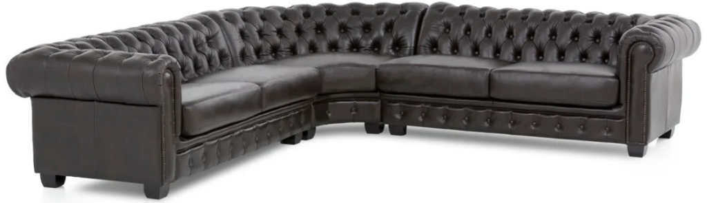 SOB Nábytek Sedací souprava pravá kůže Chesterfield III hnědá F0A00000802W