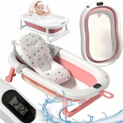 LIONELO Skládací vanička Babybubble s teploměrem a lehátkem Pink Magnolia – Zboží Dáma