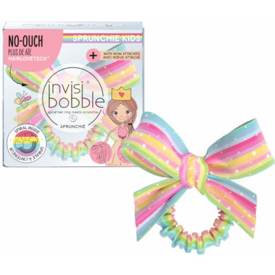 Dětská ozdobná spirálová gumička s mašlí Invisibobble Sprunchie Kids Let's Chase Rainbow (IB-KI-SPHP102)