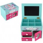 Teddies Skříňka šperkovnice Princess 3 zásuvky odklápěcí vrch se zrcátkem dřevo – Zboží Dáma