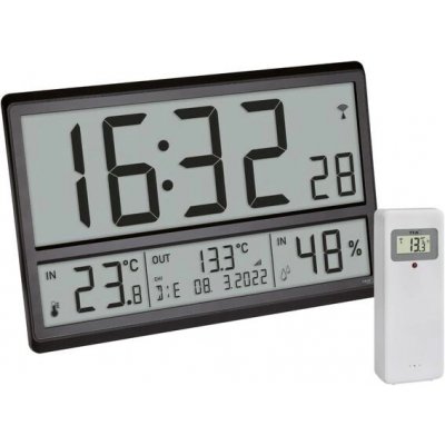 Nástěnné hodiny TFA Dostmann Digital XL, 60.4523.01, s venkovní teplotou a pokojovým klimatem, – Zboží Dáma