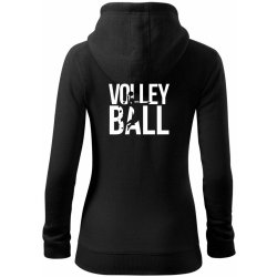 Volleyball nápis dámská mikina trendy zipper s kapucí Černá