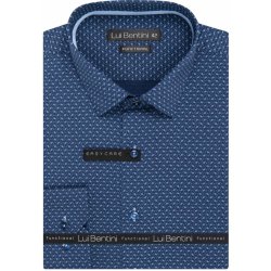 AMJ Lui Bentini Functional pánská bavlněná košile dlouhý rukáv slim fit LDSF237 tmavě modrá čárkovaná