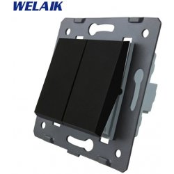 Welaik vypínač mechanický dvojitý ř. 6+6(5B) A722B - černý