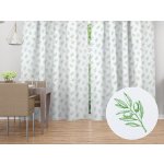 Biante Dekorační závěs TF-113 Zelené olivové větvičky na bílém 140x200 cm – Hledejceny.cz