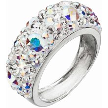 Jewelry by Bohemia Stříbrný prsten s krystaly Swarovski v bílé barvě s AB efectem 35031.2