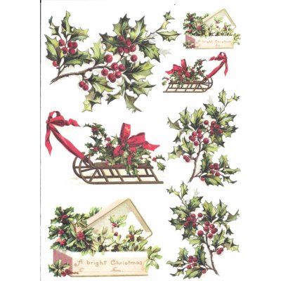 Itd. Collection Rýžový papír Cesmína a sáňky A4 – Zboží Dáma