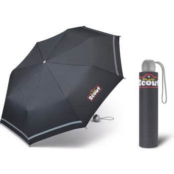 Scout Basic grey chlapecký skládací deštník s reflexním proužkem šedý