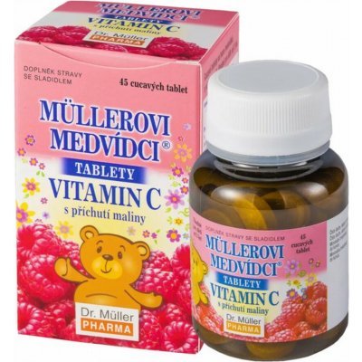 Muller Pharma Müllerovi medvídci s vitamínem C a příchutí maliny 45 tablet – Hledejceny.cz