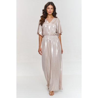 Makadamia dámský společenský overal M884 světlo béžový – Zboží Dáma