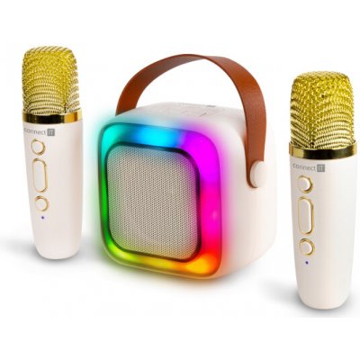 CONNECT IT 2Mic bezdrátový mini party karaoke reproduktor + 2 x mikrofon BÉŽOVÝ – Hledejceny.cz