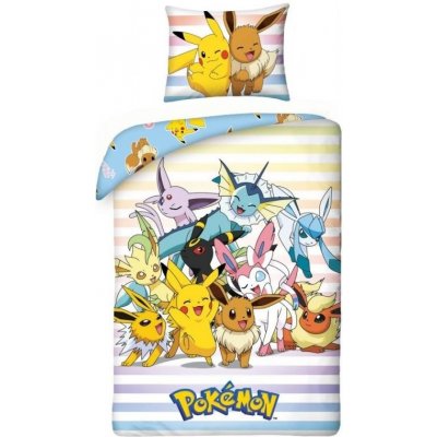 Halantex bavlna povlečení Pokémoni Pikachu a Eevee bavlna 140x200 70x90 – Zbozi.Blesk.cz