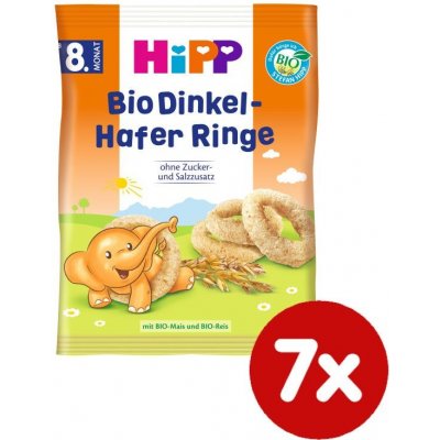 HiPP BIO Špaldovo-ovesné prstýnky 7 x 30 g