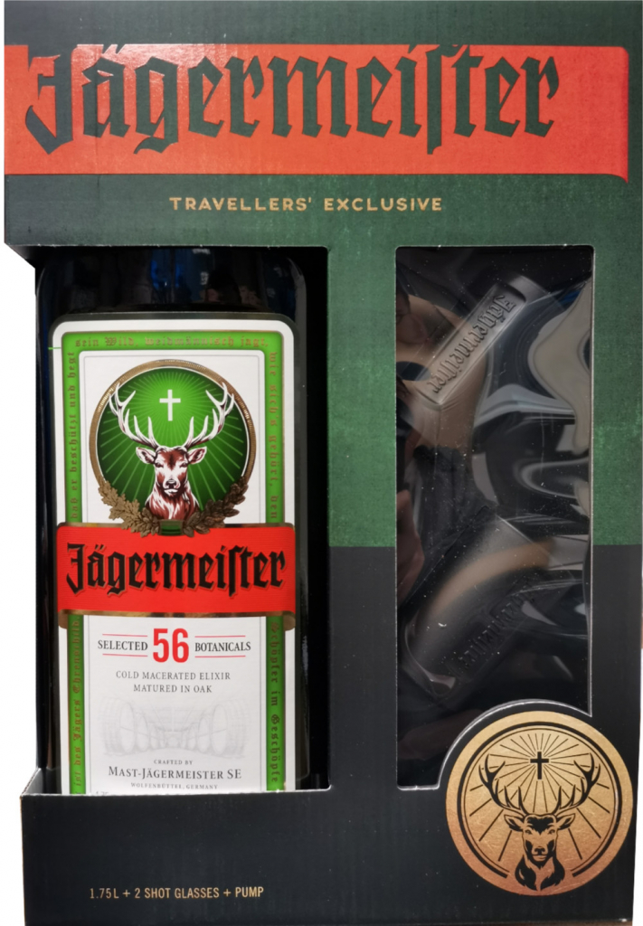 Jägermeister Travellers Exclusive 35% 1,75 l (dárkové balení 2 panáky)