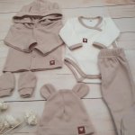 Z&Z Sada do porodnice 5D, body polodupačky kabátek, čepička rukavičky béžová – Zboží Dáma