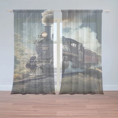 Sablio Záclony Parní lokomotiva v horách: 2ks 150x250cm – Hledejceny.cz