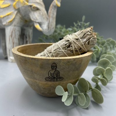 AWM Dřevěná Rituální Miska na vykuřovací svazky Budha 12x7cm – Hledejceny.cz