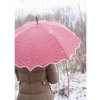 Deštník Clayre & Eef deštník pro dospělé s puntíky a vlnitým okrajem červený