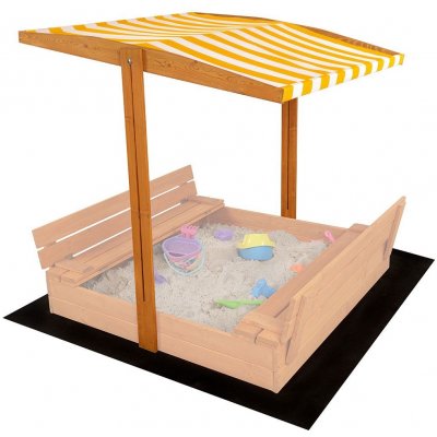 Baby Mix Stříška pro dětské dřevěné pískoviště 120x120 cm žluto-bílá – Zboží Mobilmania