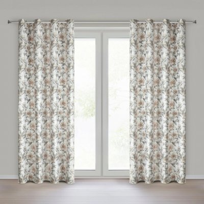 EUROFIRANY ZATEMŇOVACÍ ZÁVĚS NA KROUŽCÍCH BEVERLY 140X250 CM KVĚTY – Hledejceny.cz