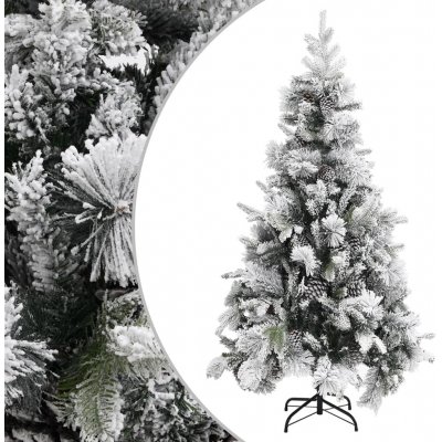 zahrada-XL Vánoční stromek se sněhem a šiškami 225 cm PVC a PE