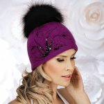 Willi dámská čepice s bambulí W-0077/549 purpurová – Hledejceny.cz