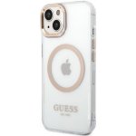 Pouzdro Guess translucent gelové s pevnými zády s MagSafe iPhone 14 Plus - zlaté – Zboží Živě
