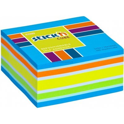 Samolepicí bloček Stick'n by HOPAX Kostka, 76 x 76 mm, 400 lístků, neon modrý mix – Hledejceny.cz