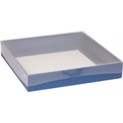 Dárková krabice s průhledným víkem 300x300x50/35 mm, modrá – Sleviste.cz