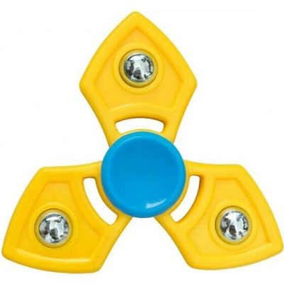 Fidget Spinner trojramenný antistresový spinner s kovovými závažími žluto modrý – Sleviste.cz