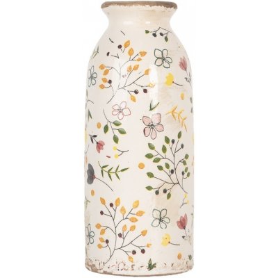 Béžová antik keramická váza se žlutými kvítky Ylla - Ø 8*20 cm - Clayre & Eef – Hledejceny.cz