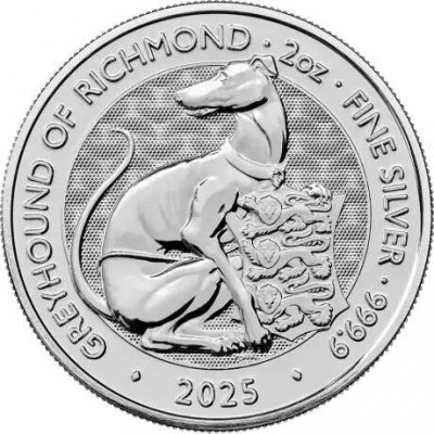 Royal Mint Stříbrná mince Greyhound Tudor Beasts 2025 2 oz – Zboží Dáma