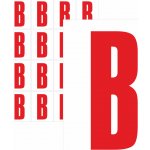 Písmena samolepící červená B samolepící vinylová fólie 75 mm písmo - aršík 4 ks – Zboží Dáma