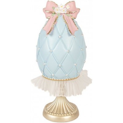 Modré vajíčko na podstavci se sukýnkou a mašlí - Ø 12*28 cm - Clayre & Eef – Hledejceny.cz