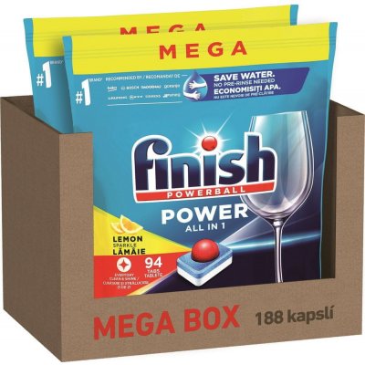 Finish Power All in 1 tablety do myčky nádobí Lemon Sparkle 2 x 94 ks – Zboží Mobilmania