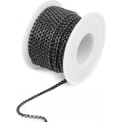 Štrasový prýmek / borta šíře 2,4 mm Varianta: 3 černá stříbrná, Balení: 1 m – Zboží Dáma