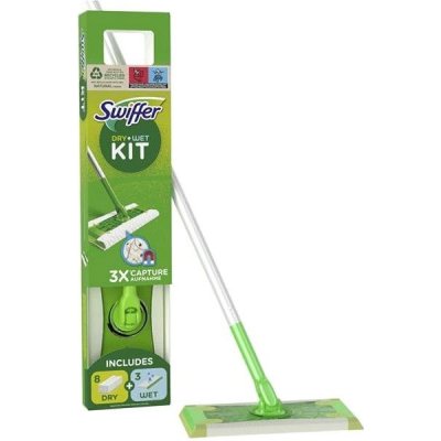 Swiffer KIT set na podlahu 1x tyč 125 cm + mop 26 x 11 cm + 8 x náhradní utěrky na suché + 3 x náhradní utěrky na mokré – Zboží Mobilmania
