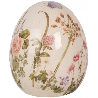 Keramické dekorační vajíčko s lučními květy Flowers of Love S Ø 7*9 cm – Zboží Dáma